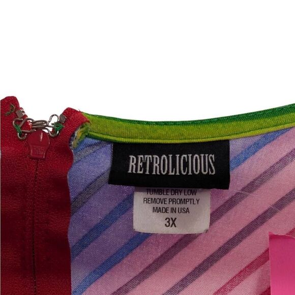 Retrolicious 3X Rainbow Fit & Flare Dress Pride Pockets Pin Up Retro ModCloth - Picture 6 of 6